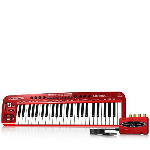 Behringer UMX490 - Teclado MIDI (USB, 2.0, 82,5 cm, 21,5 cm, 9,7 cm, 0,9W) Rojo, Color blanco