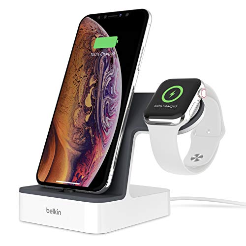 Belkin PowerHouse, base de carga para Apple Watch + iPhone (estación de carga para iPhone 11, 11 Pro, 11 Pro Max, XS, XS Max, XR, X, SE, 8/8 Plus y otros, Apple Watch Series 5, 4, 3, 2, 1)