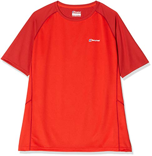 Berghaus Tech tee 2.0 Short Sleeve Crew Neck Camiseta, Volcán/Rojo Haute, Medium para Hombre