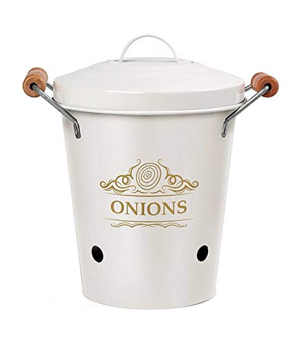 BigBuy Cooking Bote Metalico Onions Blanco 111309, Multicolor, Talla única