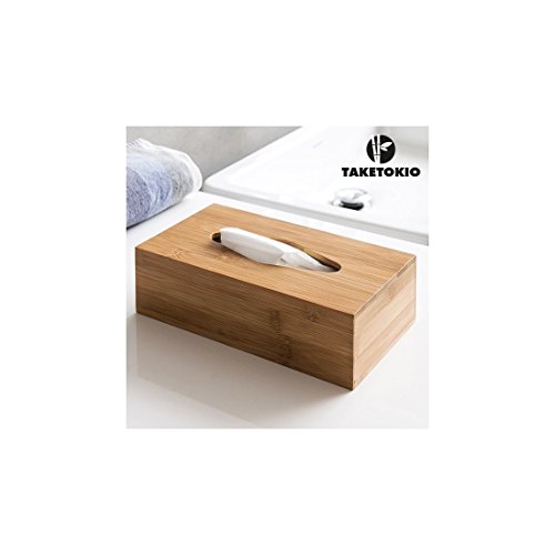 BigBuy Cooking Caja de Pañuelos de Bambu TakeTokio, Bamboo, Pack de 1 Unidad