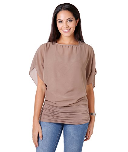 Blusas Camisas Mujer Elegante Grande Top Bonita Fiesta Transparente Juvenil Tallas Grandes Fiesta Moda, (Moca (3559), 38 EU (10 UK)), 3559-MOC-10