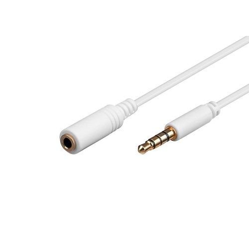 CABLEPELADO Cable alargador Jack 3.5 mm con microfono 4 Pines (1 Metro, Blanco)