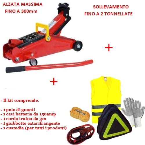 Compatible con BELLIER CAMIÓN HIDRÁULICO Jack+SOS Kit DE Primeros Auxilios para Coches,Motos,Scooters,Quad,Guantes,Cables DE BATERÍA,Remolque DE Cuerda,Chaqueta Fluorescente