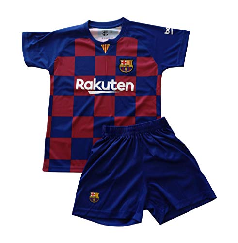 Conjunto Camiseta y pantalón 1ª equipación FC. Barcelona 2019-20 - Replica Oficial con Licencia - Dorsal Liso - Niño Talla 14