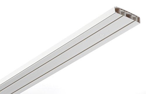 Gardinia - Cortina rieles, plástico, de 2 pistas, color blanco, 120 x 3.75 x 1.5 cm, paquete de 3 unidades