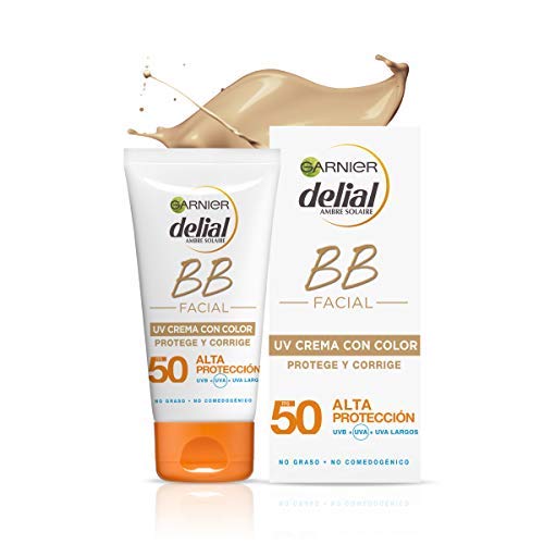 Garnier Delial BB Sun Crema de Protección Solar con Color para Rostro y Escote, con SPF50+ y Vitamina E - 50 ml