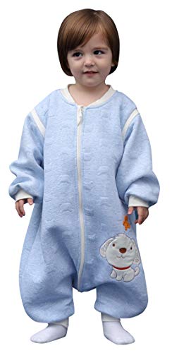 Happy Cherry - Mono Pijama para Bebés Niños Niñas Saco de Dormir Manga Larga Desmontable de Algodón para Otoño Primavera - Azul - 12-24 meses