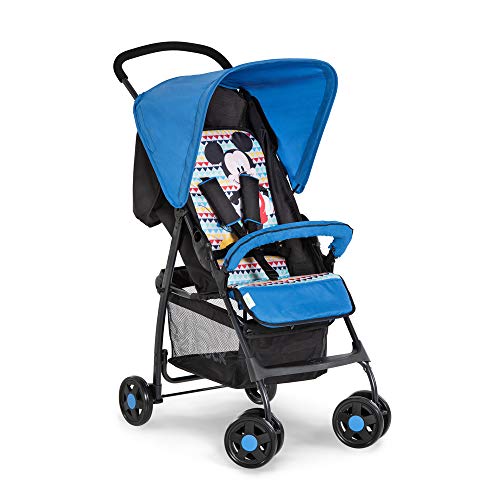 Hauck Sport Silla de paseo ligera y practica para bebes de 0 meses hasta 15 kg, sistema de arnés de 5 puntos, respaldo reclinable, plegable, Azul (Mickey Geo blue)