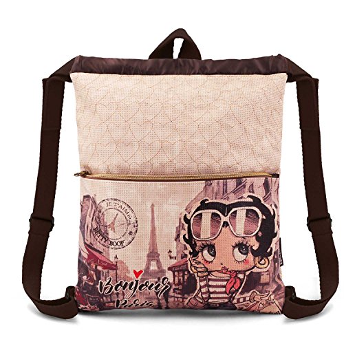 Karactermania Betty Boop Streets Bolsas con Cordón, 42 cm, Beige