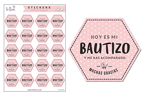 Kit 20 Etiquetas Adhesivas BAUTIZO (Rosa)