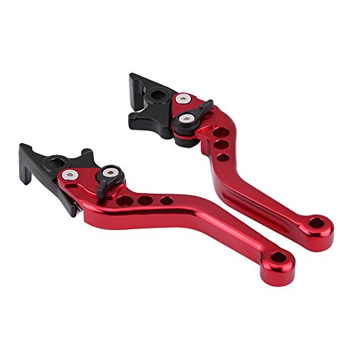 Manetas Freno Moto, 1 par Manetas de Freno de Disco Doble CNC para Moto, Scooters, Bici eléctrica(Rojo)