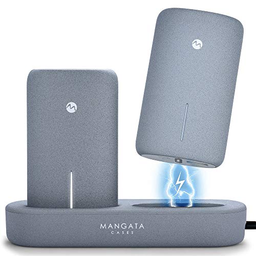 Mangata Orbit [Power-Bank 10000-mAh Portable Charger] Estación de Carga inalámbrica | Paquete de 2 baterías de Carga de 5000 mAh para iPhone, Android