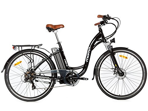 Moma Bikes Bicicleta Electrica, Urbana  EBIKE-28 ", Alu.  SHIMANO 7V & Doble Freno Disco Bat. Ion Litio 36V 16Ah