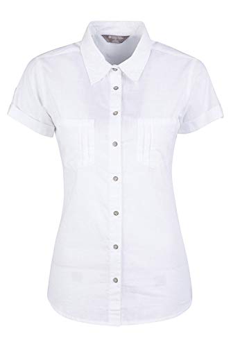 Mountain Warehouse Coconut Camisa de Las Mujeres Cortas de la Manga - 100% Tapa del Verano de Las señoras del algodón, Peso Ligero, Blusa de Breathable Blanco 42