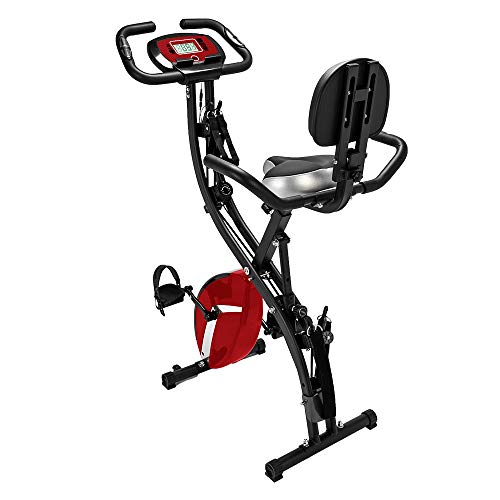 NBRTT Bicicleta estática reclinada, Entrenamiento para Todo el Cuerpo Semi-magnética Plegable con Asiento Ultra Acolchado Vertical Registro y Seguimiento en Interiores, Respaldo, sensores de Pulso