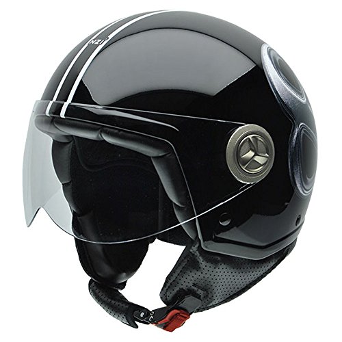 NZI 050260G692 Tonup Outward Casco de Moto, Diseño Bola Negra de Billar, Talla 57 (M)