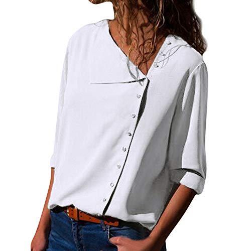 Overdose Blusa para Mujer OtoñO Primavera Nueva Mejor Venta De Moda Casual De Manga Larga Color Block Stripe Button Camisetas Tops (x-Large, Estilo10)