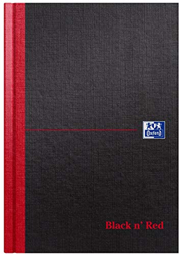 Oxford Black n' Red 100080459 - Cuaderno de tapa dura (con rayas, 192 páginas, A5, 90 g/m², incluye marcapáginas), color rojo y negro