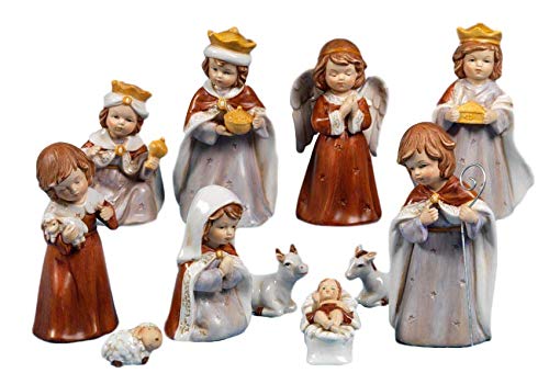 Paben Altura belén Completo Natividad de Navidad de Porcelana Niños Set Piezas 16 cm