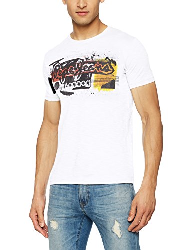 Pepe Jeans AMERSHAM PM504034 Camiseta, Blanco (Optic White 802), X-Large para Hombre