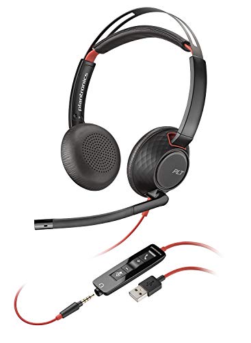 Plantronics Blackwire 5220 Binaural Diadema Negro, Rojo - Auriculares con micrófono (Centro de Llamadas/Oficina, Binaural, Diadema, Negro, Rojo, Skype for Business, Alámbrico)