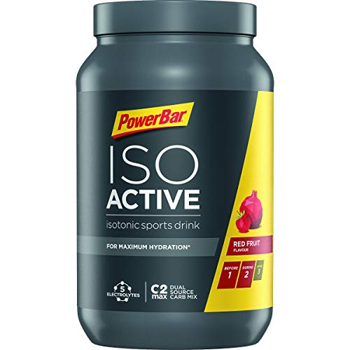 PowerBar Isoactive Red Fruit 1320g - Bebida Deportiva Isotónica - 5 Electrolitos + C2MAX