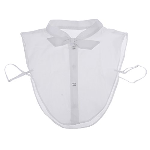 Prettyia 1x Cuello Falso Bordado Extraíble Seda de Gasa Cómodo Camisa Blusa Media Embellecido Hermoso Suave Tacto - Blanco, Talla única