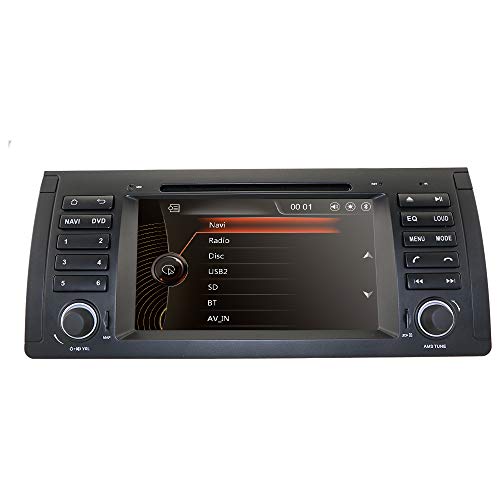 Radio de 7 pulgadas, 1 DIN, reproductor de DVD para BMW Serie 5 E39/BMW X5 E53/BMW M5/BMW 7 Series E38, compatible con radio, RDS espejo, control de volante, Bluetooth, dab +, cámara trasera subwoofe