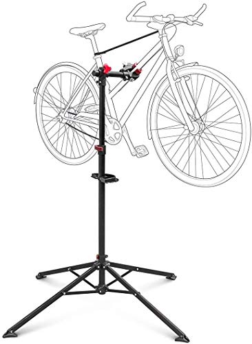Relaxdays - Soporte Caballete Plegable para Bicicletas, Acero pulverizado, Soporte hasta 30 kg, Altura Ajustable Desde 110-190 cm, Color Negro