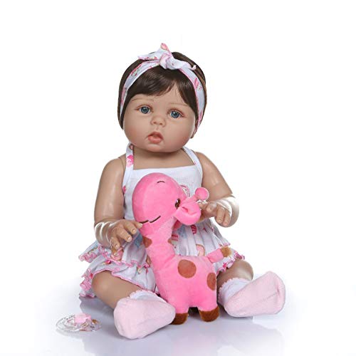 Terabithia 18inch 47cm Tan Suave y Suave Toque de Silicona Vinilo de Cuerpo Completo Reborn Baby Dolls in Tan Skin Real Preemie Awake Newborn Doll Lavable para niña