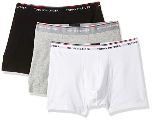 Tommy Hilfiger 3p Trunk Bóxer, Negro (Black/Grey Heather/White 004), Small (Pack de 3) para Hombre