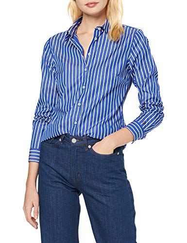 Tommy Hilfiger TH Essential Shirt LS W2 Blusa, Azul (Easy STP/Surf The Web 404), 40 (Talla del Fabricante: 8) para Mujer