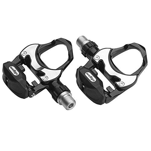 Wellgo R302 Pedal de pedal de alta gama con auto bloqueo de aleación de aluminio para bicicleta de carretera MTB, negro