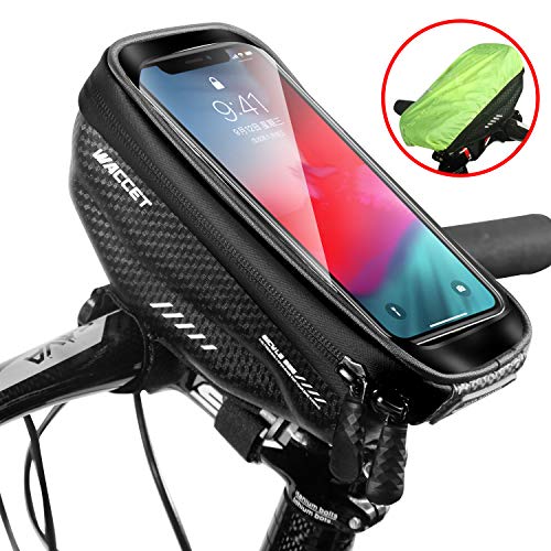 WILD MAN Bolsa Manillar Bici Impermeable Bolsa Tubo Bicicleta con Pantalla Táctil Bolsa Marco Bicicleta Funda Movil Bici para iPhone XS MAX/XR/X/8Plus Samsung S9/S8 hasta 6,5'' Smartphone, Negro