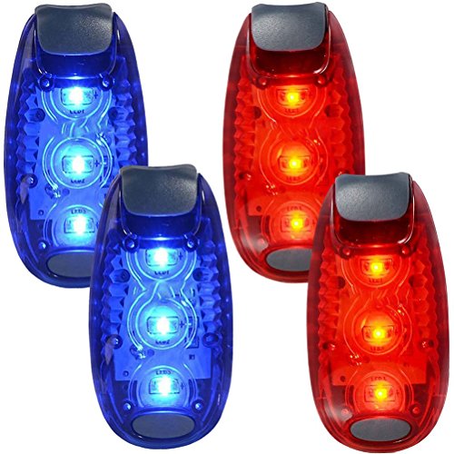 WINOMO 4pcs LED luz de Seguridad para Corredores Bicicleta Perros niños Barcos Aviso Parpadeante luz estroboscópica de Alta Visibilidad Clip