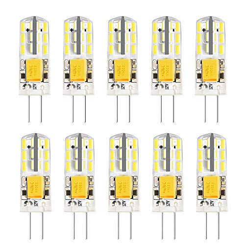 AHEVO G4 Bombillas LED, G4 Mini Cápsulas, Blanco 2W AC DC12V, Igual a 15W Lámparas halógenas (6000K, 10pcs)