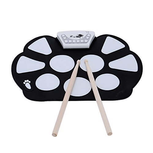 ammoon Enrolle Drum Pad Electrónico Portátil Kit Silicio Plegable con el Paltillo