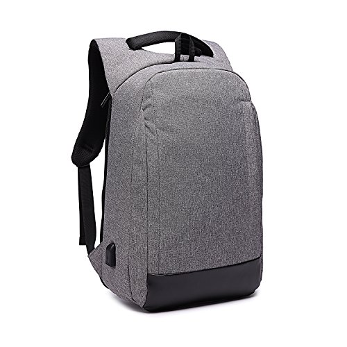 Antirrobo Mochila para Portátil, Impermeable Bolsa Mochilas para Ordenador 15.6 Pulgadas con Puerto de Carga USB Casual Mochila de Trabajo Viajera Escolares Universitaria pare Hombre Mujer, Gris