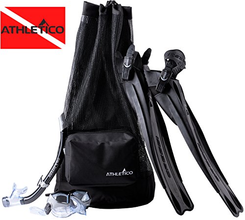 Athletico Scuba - Bolsa de Buceo de Malla XL para Buceo y Buceo, Equipo y Equipo – Bolsa Seca con Capacidad para máscara, Aletas, Snorkel, y más (Negro)