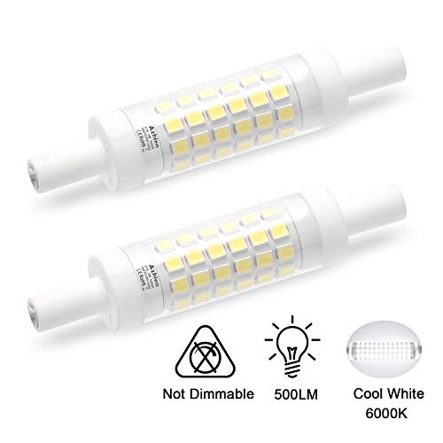 Azhien Bombilla R7S LED 5W 78mm Doble Extremo Lineal Reflector Lámpara,Luz Blanca Frío 6000K,No Regulable, Equivalente a 30W 48W 60W Lámpara Halógena, 230V AC, 500LM, 360 grados, pack de 2