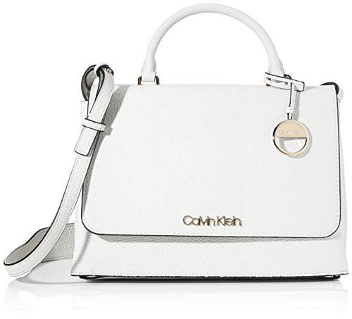 Calvin Klein - Sided Top Handle, Bolsos maletín Mujer, Blanco (White), 1x1x1 cm (W x H L)