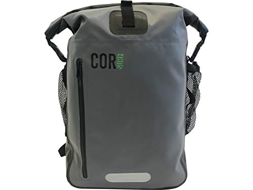 COR Mochila de bolsa seca impermeable con funda acolchada para portátil 25 litros |40 litro| Gris| Verde (gris, 40 L)