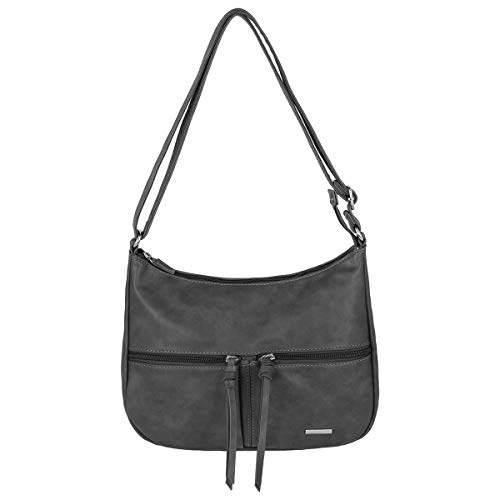 David Jones - Bolso Bandolera Muchos Bolsillos Mujer - Bolsos de Mano Múltiples Bolsillos Cuero PU Suave - Bolso de Hombro Cruzados Mensajero Piel - Messenger Crossbody Bag Moda Diario - Gris