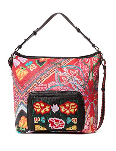 Desigual - Bag Folklore Cards Olesa Women, Shoppers y bolsos de hombro Mujer, Negro, 14x32.5x31 cm (B x H T)