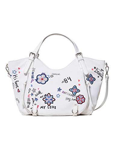 Desigual - Bag Shibuya Rotterdam Women, Shoppers y bolsos de hombro Mujer, Blanco, 15x30x31 cm (B x H T)