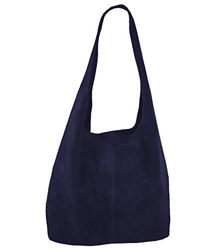 Freyday FFSA37 - Bolso al hombro de Fabricada en piel auténtica. 100% Made in Italy – 100% satisfacción. para mujer Azul azul oscuro