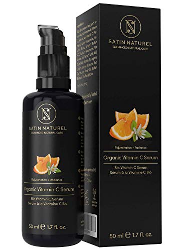 GANADOR 2020* Serum Facial de Vitamina C ORGÁNICO con Acido Hialuronico 50ml - Doble Complejo MEJORADO 30% Vitamina C + E y Aloe Vera - Uso con Crema Hidratante Facial Mujer - Hecho en Alemania