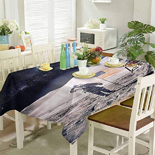 Homecoco Mantel resistente a las manchas, superficie rocosa del planeta en el espacio exterior con fondo lechoso, no se borra la vida, mantel rectangular de tul