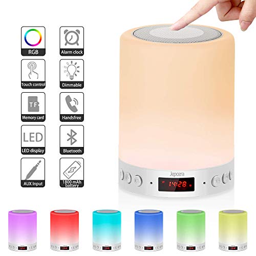 Lamparas de Mesita de Noche, Lámpara de Mesa con Altavoz Bluetooth, Brillo Ajustable y 7 Variaciones de Color, Admite Control Táctil, El Mejor Regalo Para Hombres, Mujeres y Niños.